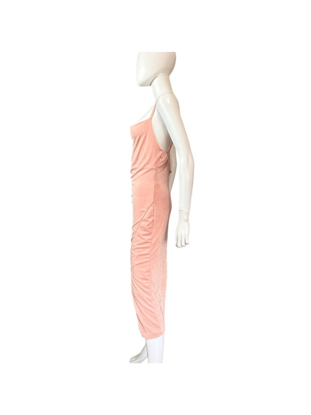 21 Saints Pink Shimmer Midi Dress Womens L Cowl Neck Lined Criss Cross Back NWT - Picture 3 of 10